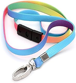 CKB Ltd® 10x Breakaway Fade Multi-Coloured Ombré Striped Premium Safety Release Lanyard Neck Strap Swivel Metal Clip for ID Card Holder Bright Fun Funky Novelty Cool Lanyards Mixed Multicoloured