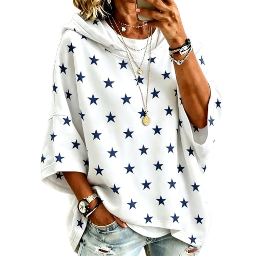 Womens Oversized Sweatshirt Half Sleeve Preppy Batwing Sleeve Cute Pullover - image 2