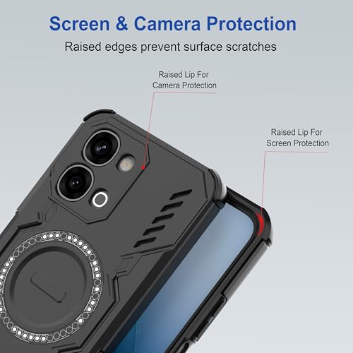 Image of Zapcase Back Case Cover for Vivo T5x 5G | Magnetic Case with Built-in Metal Ring | Supports MagSafe Charger, Wallet & Car Mount | Shockproof Hybrid PC + TPU | Black