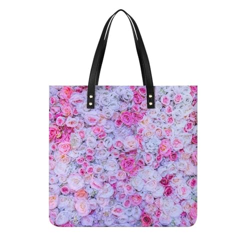 Sac grand format fleurs roses pêche style floral chic 39x39cm