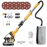 GEVEELIFE Drywall Sander, 880W Popcorn Ceiling Removal Tool, Drywall Sander with Vacuum Dust Collector, 6 Variable Speed 1200-2000RPM, LED Light, Foldable & Extendable Handle, 6 Sanding Discs