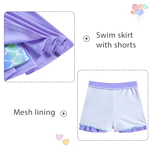 Girls Tankini Swimsuit Mermaid Bathing Suits Criss-Cross Strap Adjustable Summer Beach Two Piece Swimwear Size 4-12 5