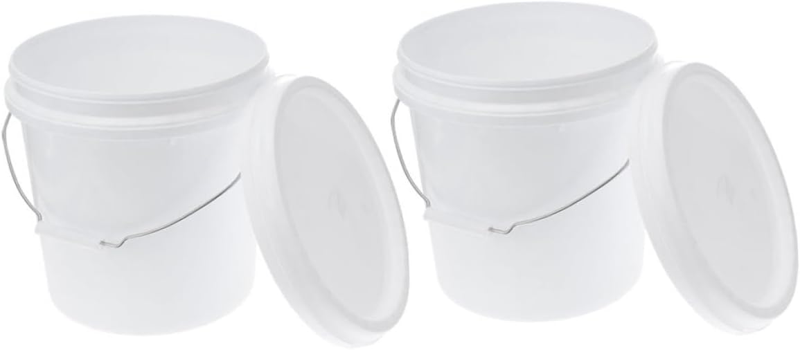 CHILDWEET 2pcs Hand Held Bucket Round Storage Container with Lid Multi Functional Paint Bucket for Home and Outdoor Use for Various Activities