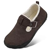 BARERUN Slippers for Women Men Suede Lightweight On Cloud House Shoes Memory Foam Womens Mens Fuzzy Suede Indoor House Slippers Outdoor Walking Shoes Brown 10 Women 8.5 Men