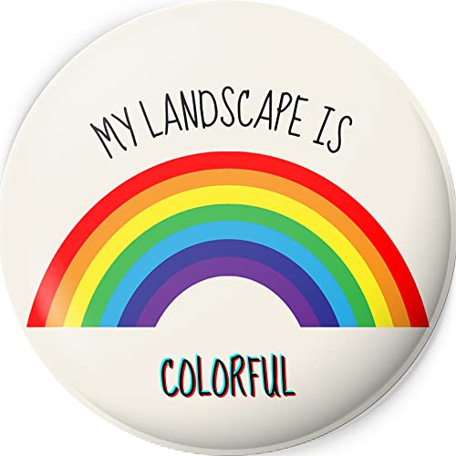 Image of Cup of Joy LGBT Rainbow Printed Round Pin Button Badge | Perfect for Boys, Girls, Men & Women | Trendy Batches for Bags, Backpacks, T-shirt Ideal Birthday Gift (LGBT001) (,)