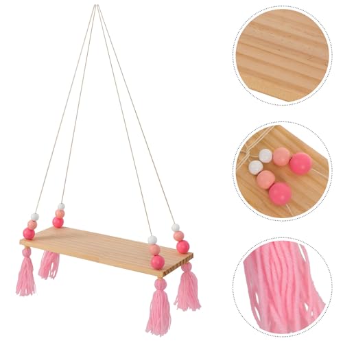 Estantes de pared de madera rosa nórdica para organizar dormitorios infantiles 8