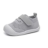 woorooroo Baby Boys&Girls Shoes Baby Walking Shoes First Walking Shoes Infant Sneakers Crib Shoes for Baby Non-Slip Breathable Shoes 6 9 18 Months(21006-gray-19)