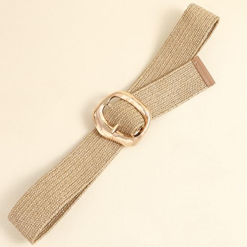 Straw Woven Elastic Belt for Women Wide Stretch Waist Belts for Dresses Boho Ladies Dress Belt3
