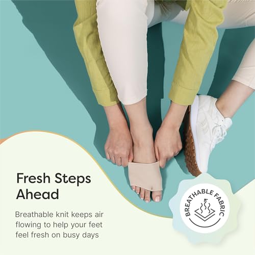 Image of ZenToes Metatarsal Pads for Men and Women - Ball of Foot Support Cushions for Sesamoiditis, Metatarsalgia, Morton's Neuroma - 2 Pairs Fabric Sleeves with Gel Inserts (Small, Beige) (Pack of 2)