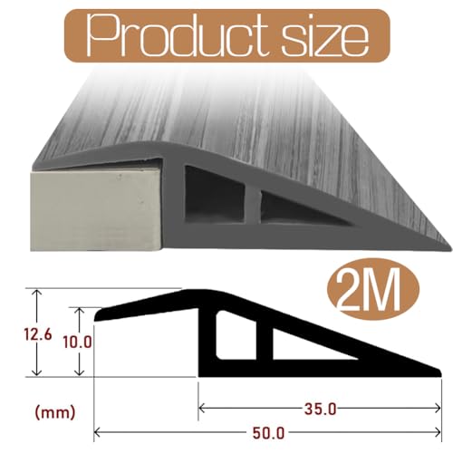 RANJIMA Übergangsprofil Selbstklebend, Übergangsleiste Bodenleiste aus PVC, Länge 2m,Breite 5 mm, Türschwellen Leiste Selbstklebend Übergangsschiene Boden Höhenausgleich Abdeckleiste für Teppich Boden