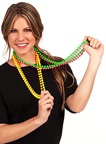 Funidelia | Collares de Perlas de neón para Hombre ▶ Años 80, Años 90, Música Pop, Décadas - Color: Multicolor, Accesorio para Disfraz - Divertidos Disfraces y complementos