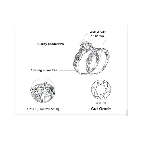 JewelryPalace Wedding Bands Engagement Rings for Women, 14K Gold Plated 925 Sterling Silver Cubic Zirconia Promise Rings for Her, Infinity Anniversary 1.5ct Simulated Diamond Ring Set Size 4 - 12 (12)2