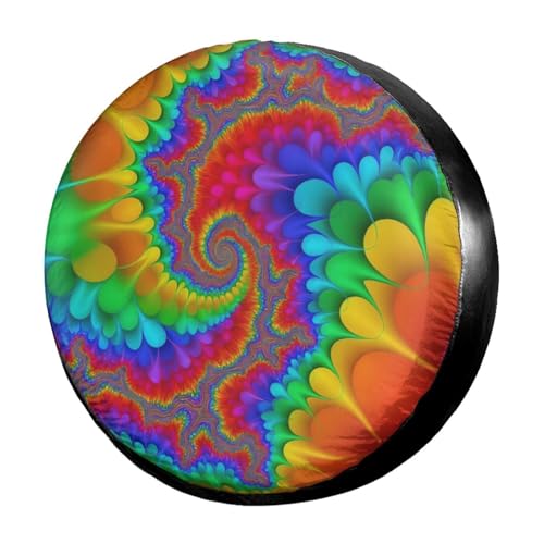Image of Tie Dye Abstract Rainbow Color Spare Tire Cover Dust-Proof Wheel Tire Cover Fit Trailer, RV, SUV and Many Vehicle 15 Inch