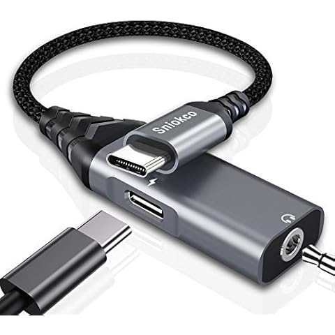 USB C to 3.5mm Headphone and Charger Adapter, Sniokco 2-in-1 Type C to 3.5mm Audio Adapter and 30W Fast Charging Converter for Stereo, Aux, Earphones, Compatible with Pixel, G,alaxy S20/S10, Pad Pro Cover