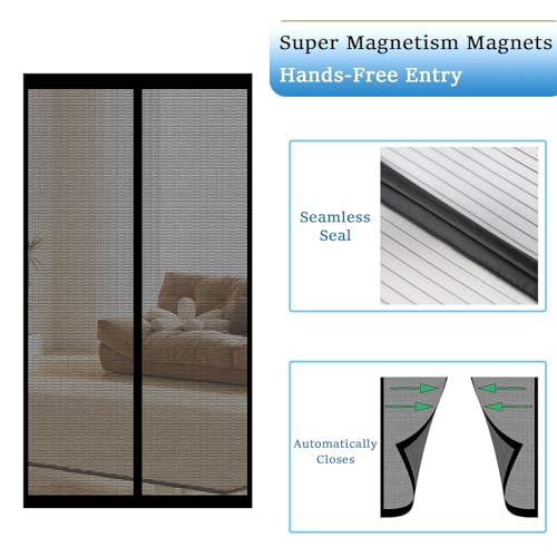 Moustiquaire porte magnétique 100x240 cm noire sans perçage