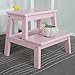 Kryty Stołek Do Wspinaczki, Drabina Stołek Ze Schodkami Z Litego Drewna Zmiana Butów Schody Stołek Prosty 2-Poziomowy Stołek Ze Schodami Szafa Stołki Do Szafy W Sypialni (Różowy)