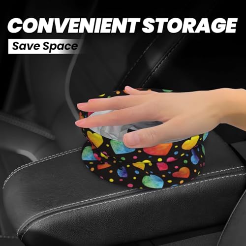 Image of Car Trash Bag Watercolor Hearts Waterproof Trash Small Car Can Portable Collapsible Car Garbage Can Hanging for Back Seat Floor or Hanging Headrest Car Decor Road Trip Essentials