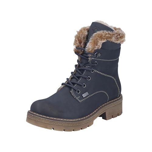 Rieker Femme Y8140 Bottes à Lacets en Cuir Synthétique Noir pour l'Hiver