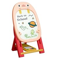 Kids Art Easel - Double-Sided Chalkboard, Magnetic Drawing Board | Toddler Creative Stand, Stable Easel for Boys & Girls, Painting Tools Included, Educational Toy, Early Learning Art Set, Birthday Gif