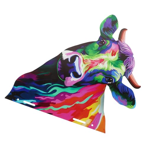 Garneck Cabeza De Vaca Decorativa De Metal Para Pared, Escultura De Hierro Colorida, Diseño Resistente Para Decoración Exterior e Interior, Arte Mural Para Jardín y Salón, Adorno Colgante