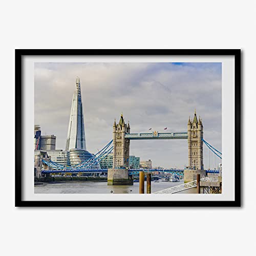 Peinture Rivière Thames en cadre MDF Tulup 70x50 cm au design bois moderne