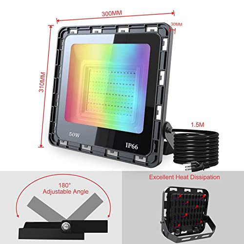 Turbo Sii Led Flood Light Outdoor, 500W Rgb Color Changing Landscape Lighting With Remote,3 Modes,Ip66 Waterproof,Us 3-Plug(Pack Of 2) #TOP6