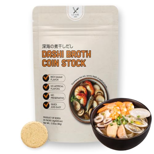 Japanese Seafood Coin Dashi Stock (4g/20 Count) - Dissolve Umaimi Dish Soup Stock, All natural Ingredient for Ramen Broth, Miso Soup, Asian Soup Base Stock, Korean broth tablet