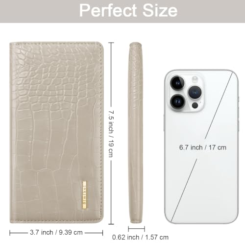 Image of Wallet Women Bifold Faux Crocodile Leather Slim Thin Long Wallets