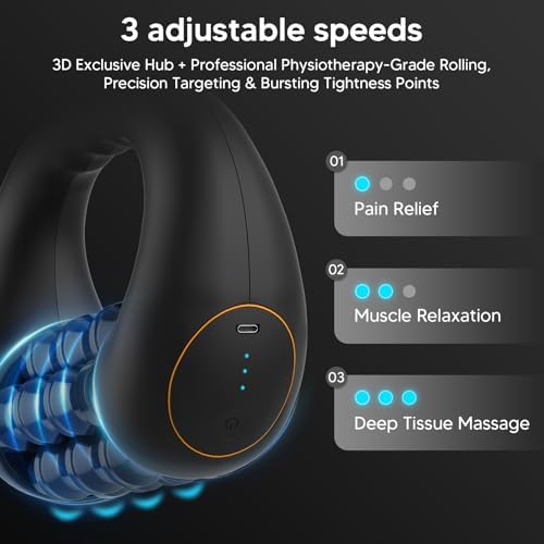Electronic Rolling Body Massager, Muscle Massager with 3 Adjustable Speeds, Handheld Deep Tissue Massage Foot and Leg for Home, Office and Sports Using - 2