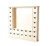 madera. Artemio 14002558 - Calendario de Adviento de Madera, Marco Cuadrado con Cajas, 44 cm, 44 x 44 x 7 cm
