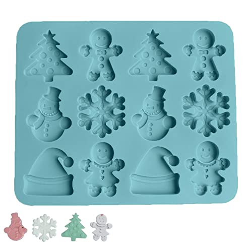 HINAA Molde de galletas de Navidad, cortadores de galletas divertidos de silicona, decoraciones de galletas con árbol de Navidad, muñeco de nieve de Papá Noel, para fiesta de Navidad Cover