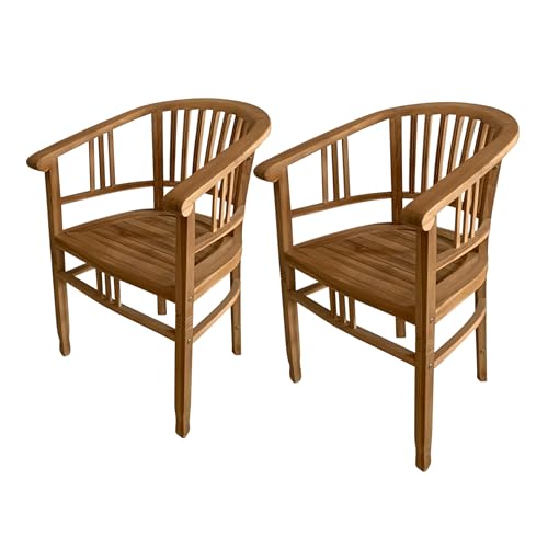 AXI Talia Juego de 2 sillas de Jardin de Madera de Teca | Silla con Respaldo Alto y Redondeado para terraza/Balcon/Exteriores