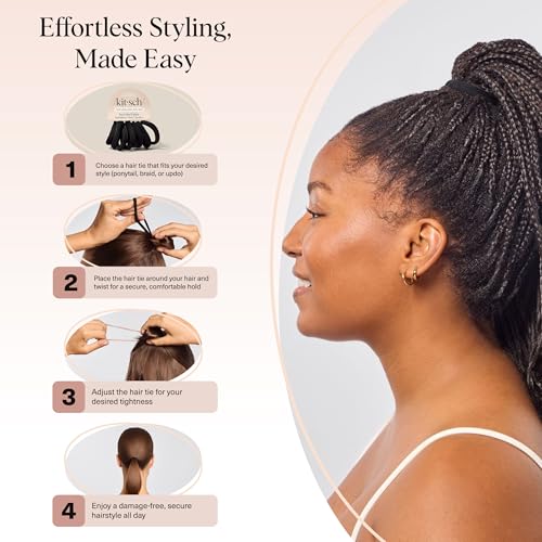 Kitsch Hair Ties | Hair Bands and Ponytail Holders for Women's Thick and All Hair Types | Rubber Elastics - Image 8