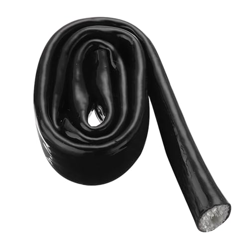 Image of MECCANIXITY 1 /2 inch ID 1.6ft Heat Shielded Fire Sleeve Silicone Coated Fiberglass Tape, for Automotive Hose Lines Wires Electrical Wiring, Black