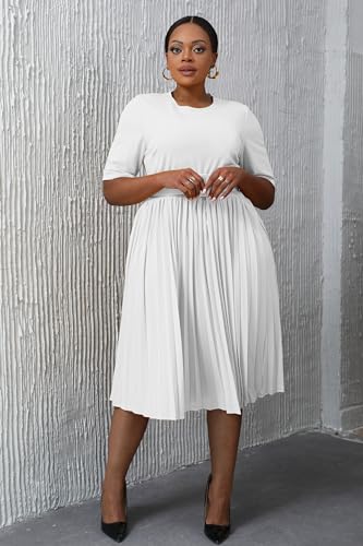Robe grande taille trapèze flatteuse avec ceinture ajustable - 6