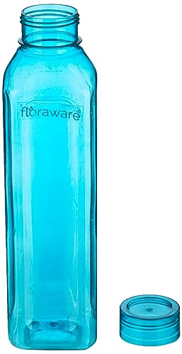 Image of Floraware Food Grade Premium Plastic Fridge Square Water Bottle, Drinking Bottle, 1000ml Pack of 6, Multicolour