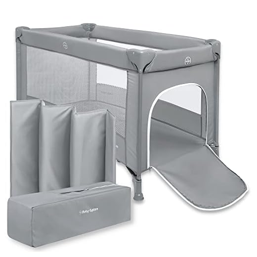 MobySystem Lit Parapluie bébé 2 en 1 Happy Traveller Basic – léger et Compact (128×68 cm) – dès la Naissance Jusqu’à 15 kg – avec Matelas et Sac de Transport, Gris