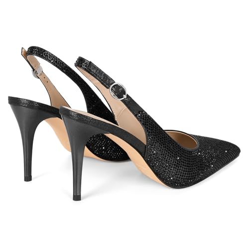 Image of YODEKS Women's Slingback Heels Pointy Toe Buckle Strap Pump Sandals Close Toe 3.5 Inch Stiletto High Heel Pumps Wedding Bridal Party Prom Shoes