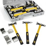 RQG 7pcs Auto Body Hammer & Dolly Set, Carbon Steel Auto Body Repair Tools