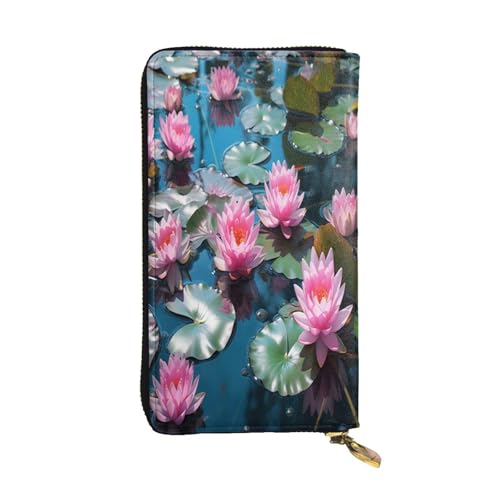 Lotus clusters Premium Leather Wallet with Metal Zipper, Multiple Card Slots Cash Pockets, ideal Gift for Her or Him