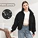 SXGYH Women’s Winter Cropped Puffer Jacket Coat Casual Quilted Baggy Long Sleeve Zip Down Jackets Outerwear (US, Alpha, Small, Regular, Regular, Black)