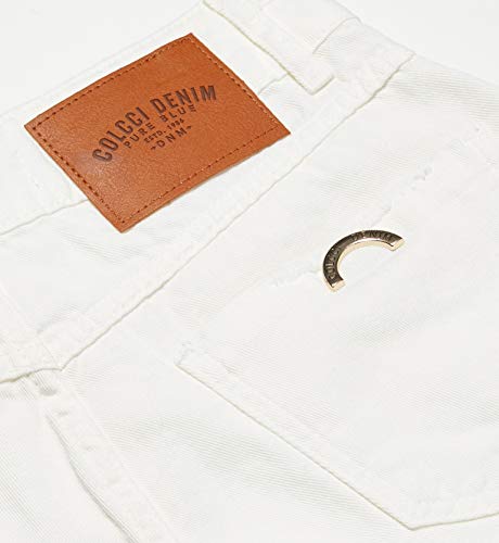 Shorts de sarja Destroyed na barra, Colcci, Feminino, Branco (Off Shell), 42
