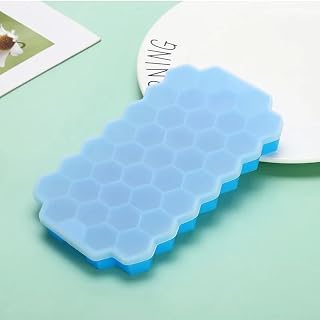 Honeycomb Silicone Ice Cube Tray – 37 Compartment Easy Release Ice Mold, Reusable Freezer Tray for Ice Cubes, Whiskey, Cocktails, Mojito, Iced Coffee & Kitchen Storage (With Lid)