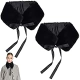 BENECREAT Écharpe en Fausse Fourrure de Lapin de 2cm D'Épaisseur pour Femme Longue et Noire Idéale pour L'Hiver à Sous un Manteau Ou une Robe.