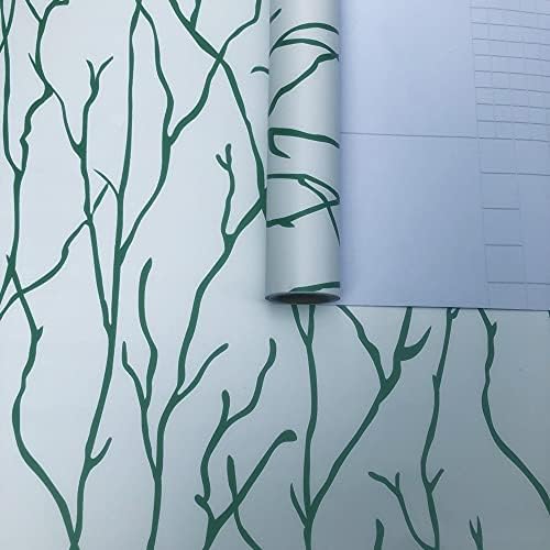 White/Green Self Adhesive Wallpaper Furniture Stickers Peel and Stick Contact Paper Vinyl Film Sticky Back Plastic Roll for Wall Door Decorative Countertops 30X200cm Removable Waterproof Shelf Liner