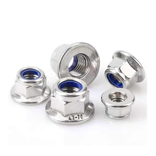 Genérico M3 M4 M5 M6 M8 M10 M12 304 Brida hexagonal de acero inoxidable Tuerca de bloqueo de inserción de nailon Contratuerca autoblocante Nylock(M6-5pcs)