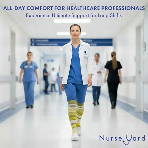 Image of Nurse Yard Compression Socks for Nurses - Women & Men - 20-30mmHg Graduated Compression, For Medical Staff, Athletes - 1 Pair