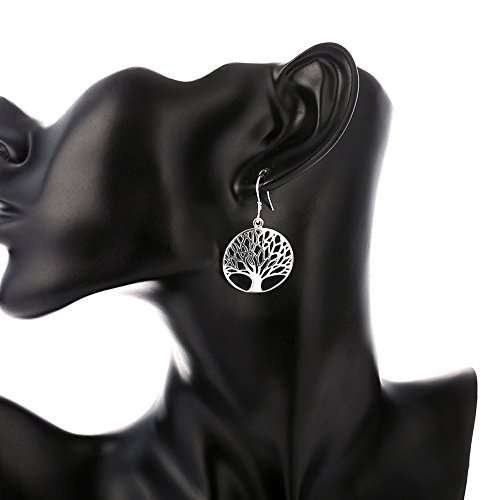 Tree of Life Earrings,Fashion Jewelry Sterling Silver Plated Tree Pendants Drop Dangle Earrings Necklace Set3