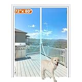 MAGZO Magnet Screen Door 72 x 80, French Door Magnetic Mesh with Heavy Duty Fits Door Size up to 72
