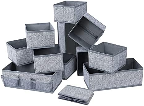Divisori Cassetto Reggiseni E Calze Set 6 Organizer Per Cassetti Pieghevoli In Tessuto - Grigio, Per Intimo, Calze, Accessori Divisori Cassetto Pieghevoli